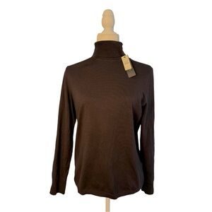NWT Talbots Black Cotton Blend Turtleneck Sweater Women’s Medium Classic Size M